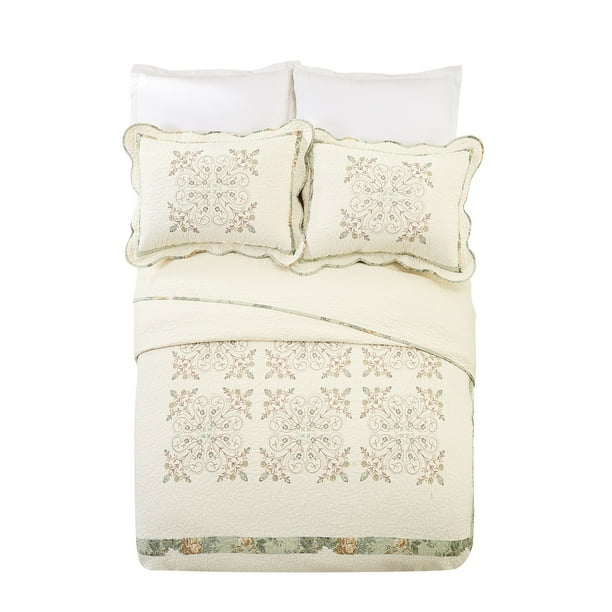 Mary Jane Farm Vintage Treasure Bedspread Queen, Beige