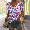 thumbnail image 2 of Xihbxyly Womens Plus Size Tops Summer Short Sleeve T-Shirt Casual Loose V Neck Tee Shirts July 4 Shirts for Women Independence Day Tops, 2 of 5