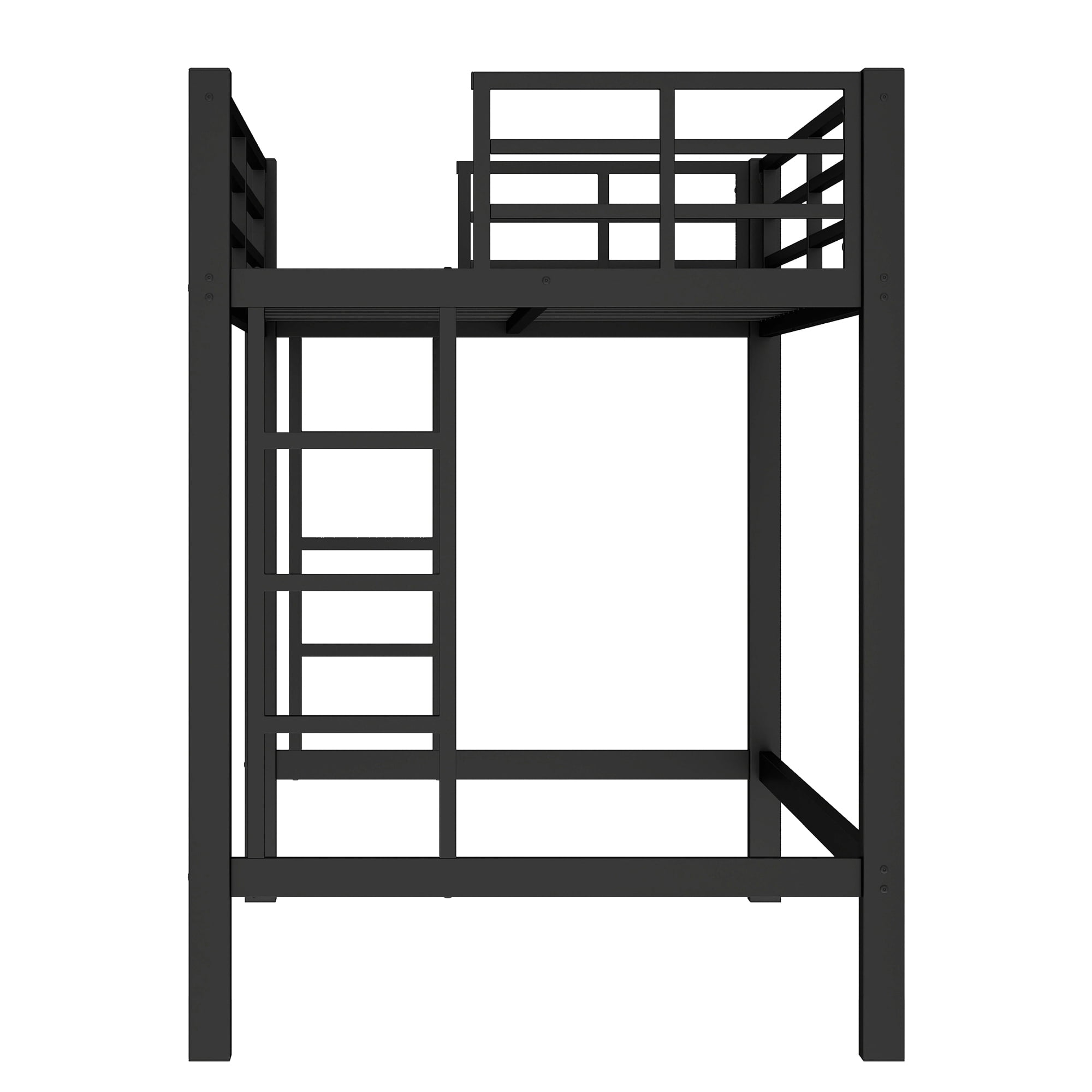 Leumius Twin Size Metal Loft Bed Frame, Loft Bed with Easy Climbing Ladder and Guardrails for Kids Teens Adults Black