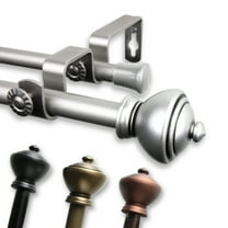 Central Design Products Steel 0.62" Modern Double Curtain Rod, Black