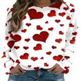 thumbnail image 1 of PENGXIANG Femmes Saint-Valentin Pull-Over Sweat-Shirts Coeur Lettre Imprimé Manches Longues Col Rond Tops Blanc Rose Coeur L, 1 of 4
