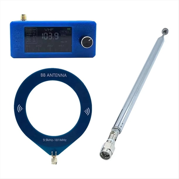 Radio Portátil SI4732 de 0,5-108 MHz LSB USB AM FM/AM con 2 Antenas, Receptor de Radio para Todas las Bandas, Color Azul.