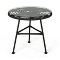 thumbnail image 4 of Louise Outdoor Woven Faux Rattan Side Table with Glass Top, Gray and Black Finish, 4 of 4