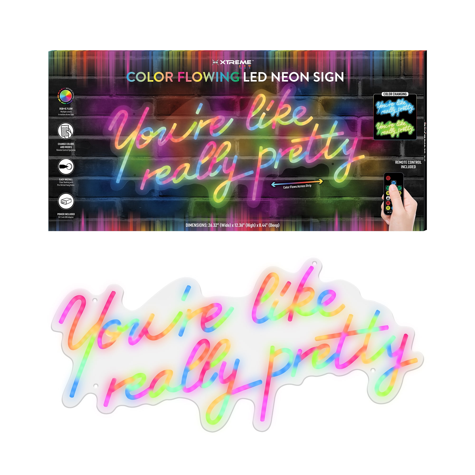 Xtreme Lit 26.3" x 12.3" 'You're like Really Pretty' Multi-color LED Neon Sign, Plastic Wall, 2 lb