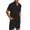Black, variant on Hurxie Men Summer Casual Short Sets Solid Short Sleeve Pocket Button Down Shirt Elastic Shorts 2 Piece Outfits Tracksuit White,L
