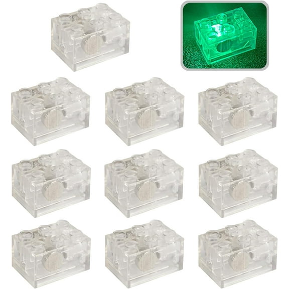 Lights Bricks, 10PCS 2x3 Classic Light Up Bricks Accessories Kits, Transparent LED Accessories Pack, Parts Pieces Building Blocks Set Toys