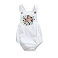 thumbnail image 2 of Caoirhny Infant Sleeveless Romper with Flower Embroidery, Bottom Button Adjustable Shoulder Strap Summer Clothing, 2 of 9