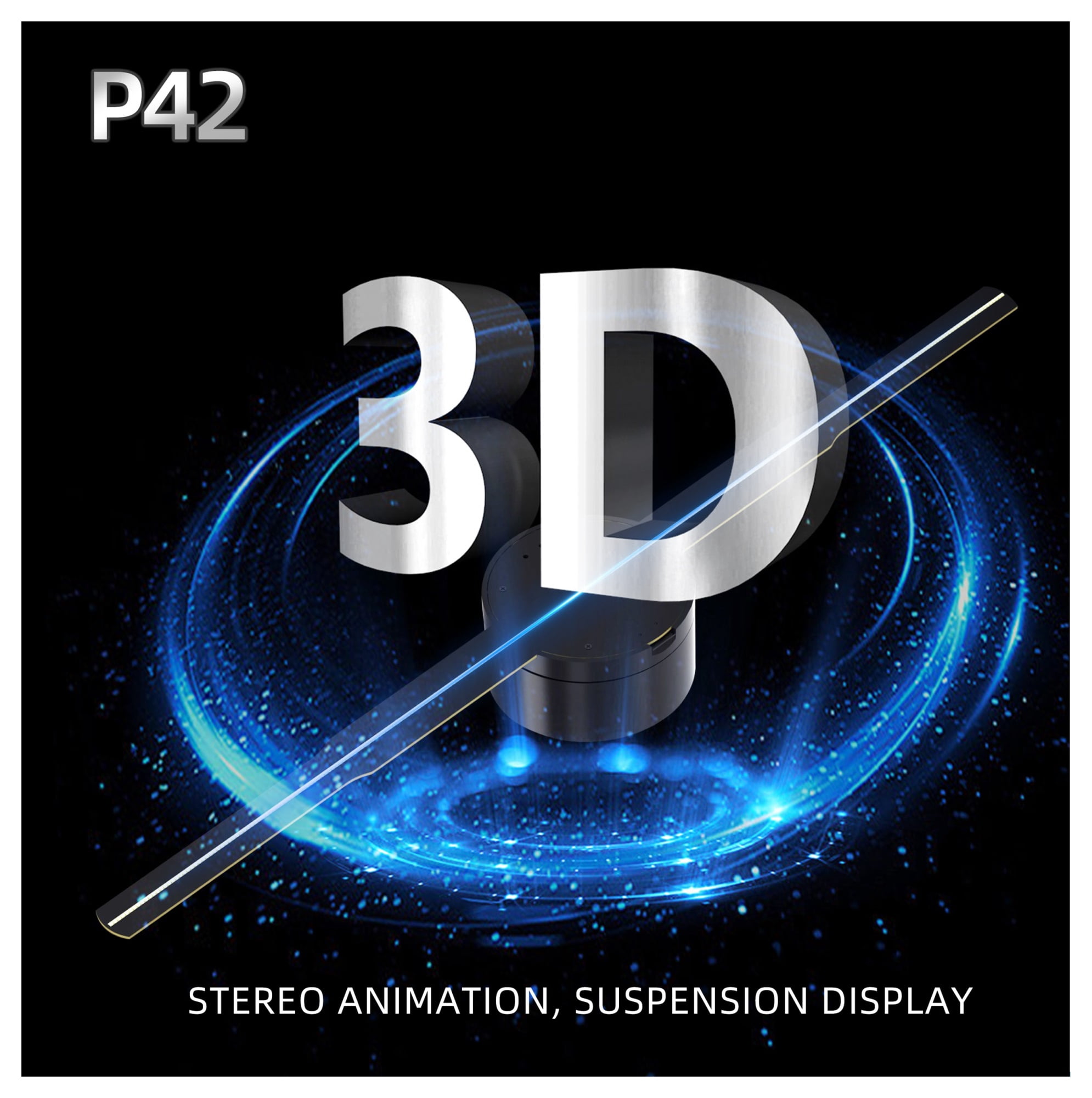 16.3" 3D Hologram Fan Advertising Display Projector 224 LED Beads Easily Control Floating Art Decorative For Chrismas Halloween Streets Malls P42-High Brightness ,Long-Lasting Performance