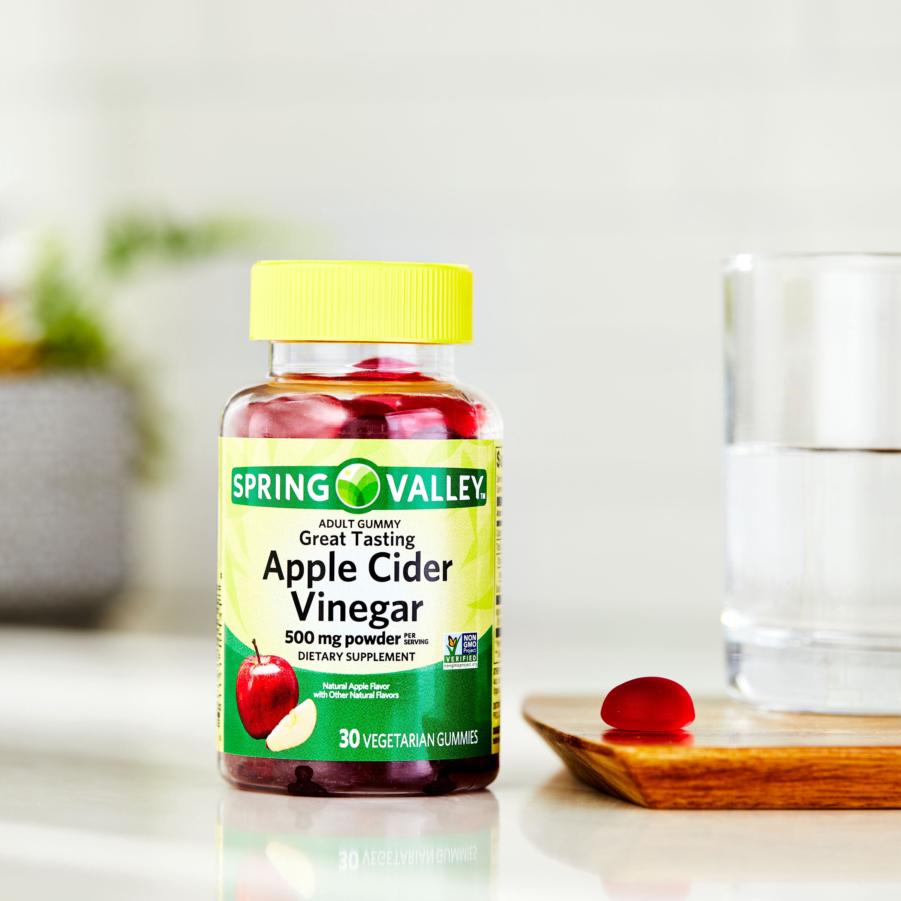 Spring Valley Apple Cider Vinegar Dietary Supplement Vegetarian Gummies, 500 mg, 30 Count