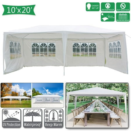 Pabby Yard 10' x 20' Tents and Canopies Outdoor Tents and Canopy, White 4 Sides Portable Waterproof Tent with Spiral Tubes Canopy Tents for Outside Party Waterproof Canopy Wedding Tent BBQ