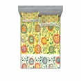 thumbnail image 2 of Ambesonne Colorful Fitted Sheet & Pillow Sham Set, Circles Abstract Greenish, Twin, Multicolor, 2 of 3