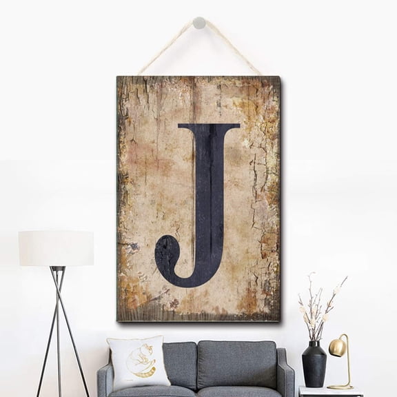 Wood Sign 10x5 Inch Wooden Sign Letter J Wood Sign