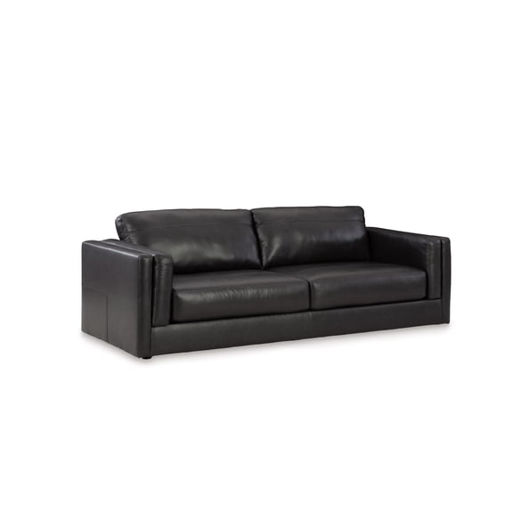 Bowery Hill Modern Corner-blocked Frame Leather Sofa I Black