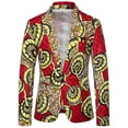 thumbnail image 1 of Blazer informal de un botón con patrón estampado retro nacional con bloques de color - 3XL Kuyhfg Bienvenido a Kuyhfg, 1 of 4