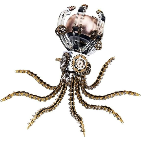 RKXQT 3D Metal Puzzles for Adults- DIY Octopus Metal Model, Octopus Speaker, Sea Animal Figures 3D Puzzle Building Kits, Hobbies for Adults Men Women, Steampunk Decor Gift (1060PCS)