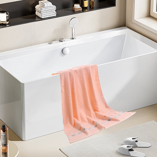Toalla de baño de algodón de primera calidad 55.1x27.5 "Toallita absorbente súper suave 300 g Toalla de baño de lujo con patrón cuadrado de satén para adultos Gimnasio en casa Beach Spa Toalla de