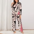 thumbnail image 2 of Salouo Pink Cheetah Art Pattern Women's Pajamas Set Long Sleeve Button Down Sleepwear Soft Pj Lounge Sets for women 2 Piece Pjs Set with Long Pants-, 2 of 7