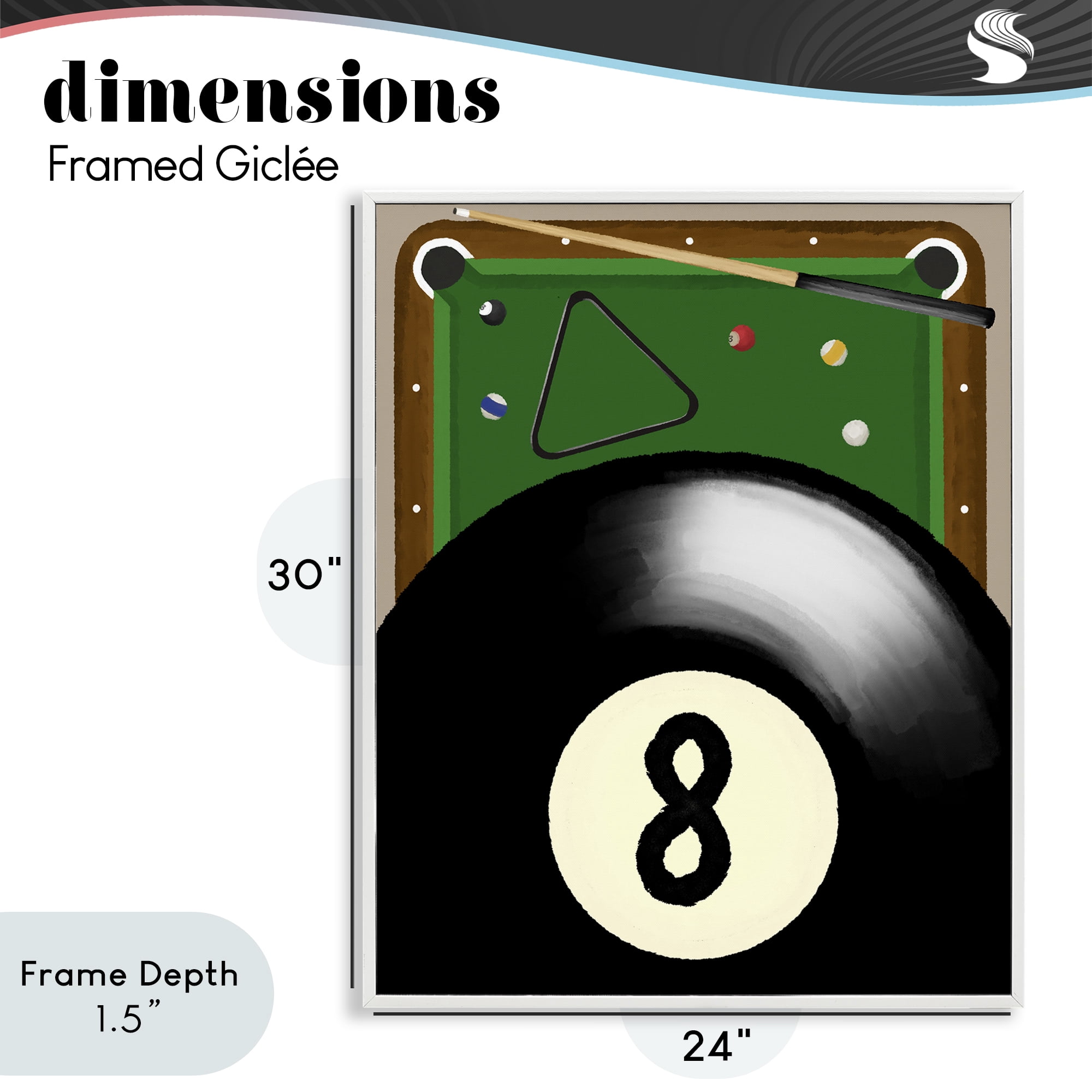 Stupell Industries Billiard Table & Balls White Framed Giclee Art, design by Jennifer Stith