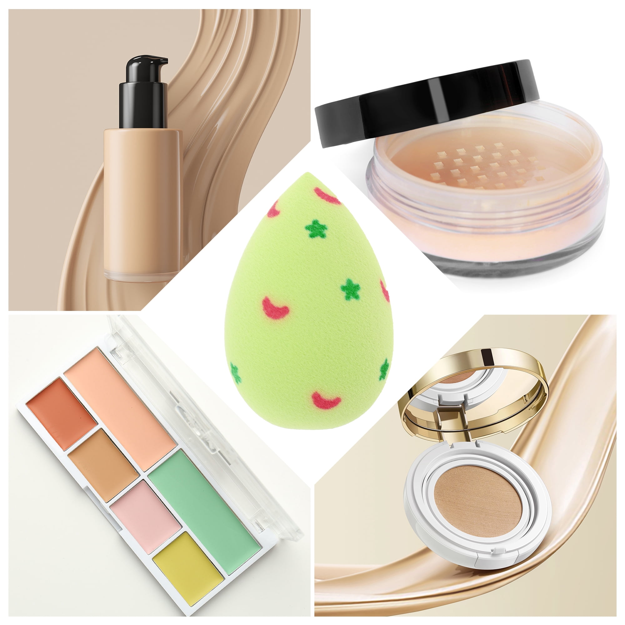 Unique Bargains 1 Pc Star Moon Face Makeup Sponge for Bedrooms Makeup Needs Green