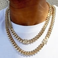 thumbnail image 3 of Bling Trax 14K Gold Plated Miami Cuban Link Necklace Chain – Hidden Lock, Men & Women Hip Hop Jewelry, Luxury Finish, 3 of 8
