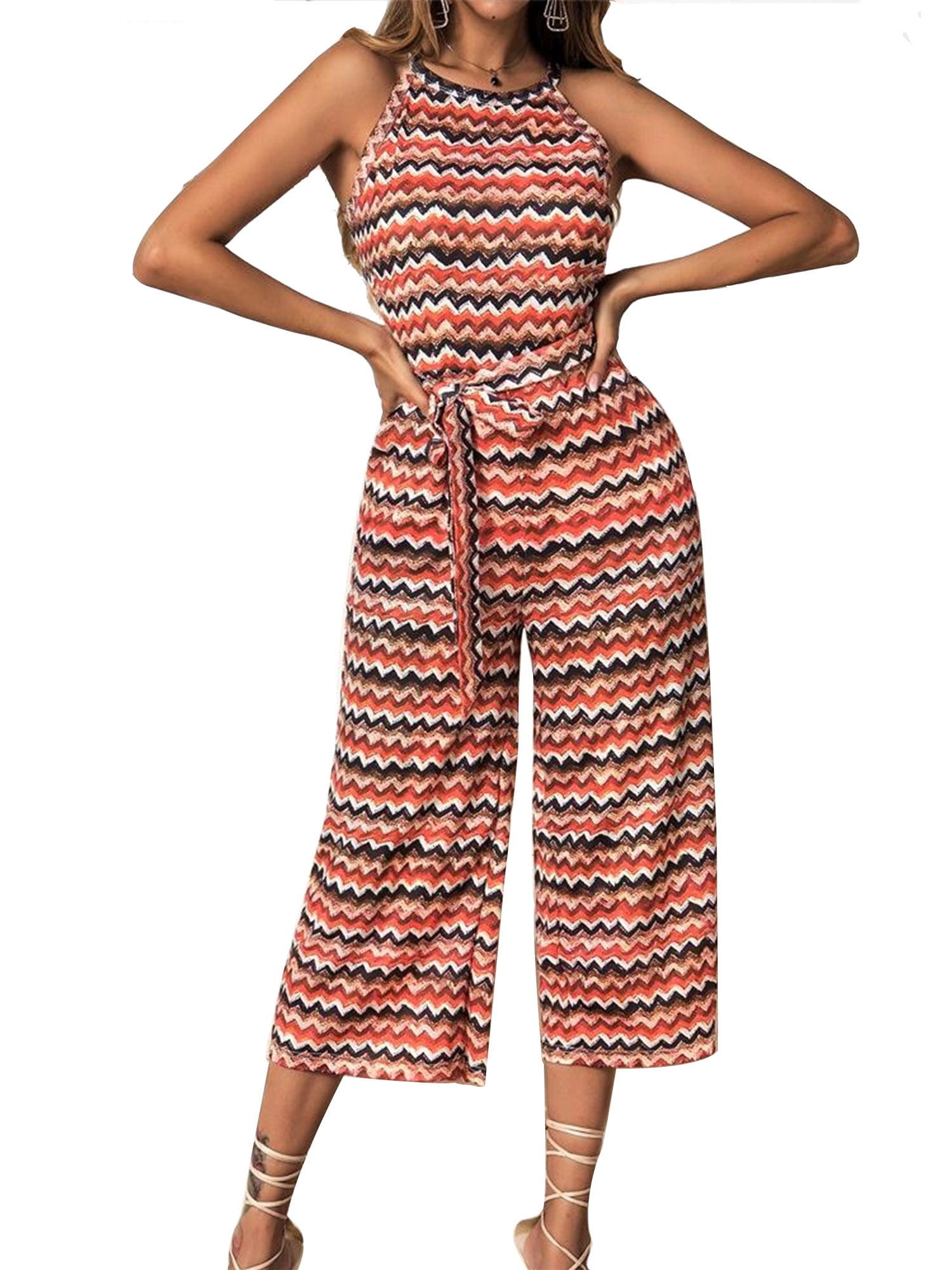 striped romper long pants