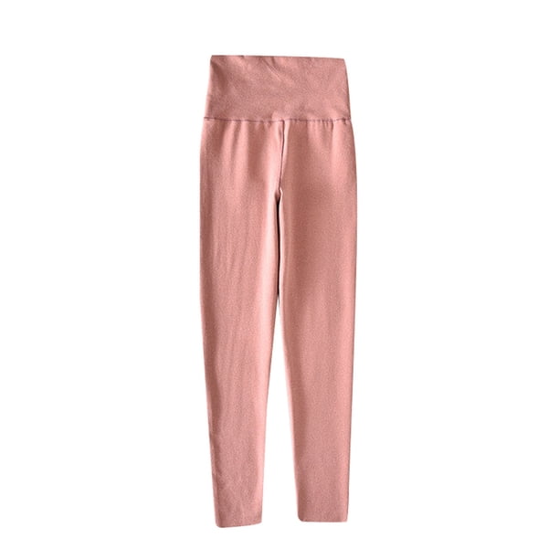 Gibobby Ropa interior térmica cintura alta para mujer, mallas cepilladas de doble , para invierno (Rosa, L)