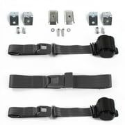 Standard 2 Point Charcoal Retractable Bench Seat Belt Kit with Bracketry & 3 Belts for 1977-1979 Ford Thunderbird