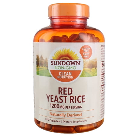 Sundown Clean Nutrition Red Yeast Rice Capsules, 1,200 mg, 240 Ct (3 pack)