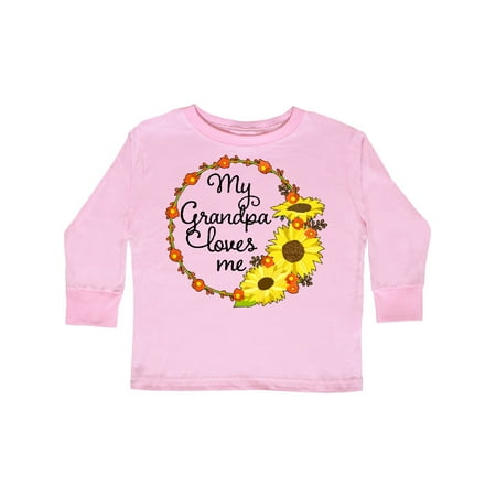 

Inktastic My Grandpa Loves Me with Sunflower Wreath Gift Toddler Boy or Toddler Girl Long Sleeve T-Shirt