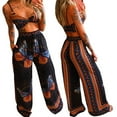 thumbnail image 5 of ZUARFY Women Beach 2pcs Boho Butterfly Outfits V-Neck Crop Top Wide Leg Palazzo Pants, 5 of 19
