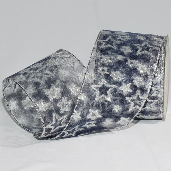 Blue Sheer Star Wired Craft Ribbon 3" x 20 Yards