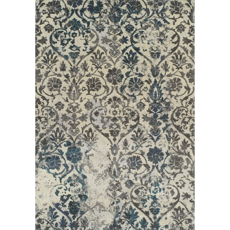- Berkley Moderno Area Rugs - MG22 Transitional Casual Teal Damask Scrolls Leaves Flowers Rug