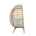thumbnail image 4 of Oversized Outdoor Wicker Egg Chair, 360lbs Capacity Egg Shaped Outdoor Lounge Chair with Water Resistant Cushion, Hand-Woven Basket Patio Chair for Porch/Balcony/Garden/Lawn, 4 of 7