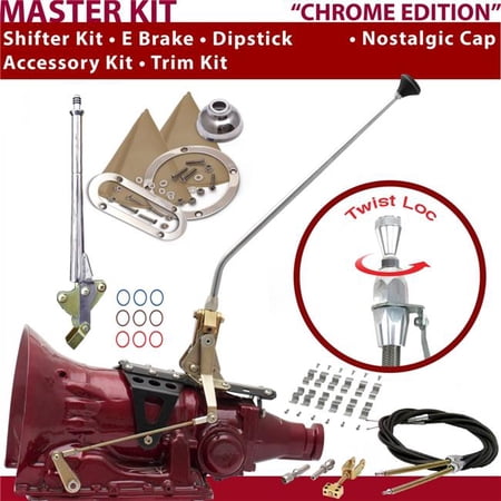 American Shifter C4 Shifter Kit Chrome 16 in. E Brake Cable Clamp Trim Kit Dipstick for F7065