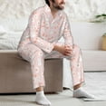 thumbnail image 7 of Salouo Flower Rabbit Print Button-Front Long Sleeve Pajama Set for Men, Soft 2Pjs Men's Long Sleeve Sleepwear-Large, 7 of 7