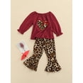 thumbnail image 3 of Qiylii Baby Girl Long Sleeve Heart O-Neck Tops Leopard Ruffle Wide-Leg Pants, 3 of 8