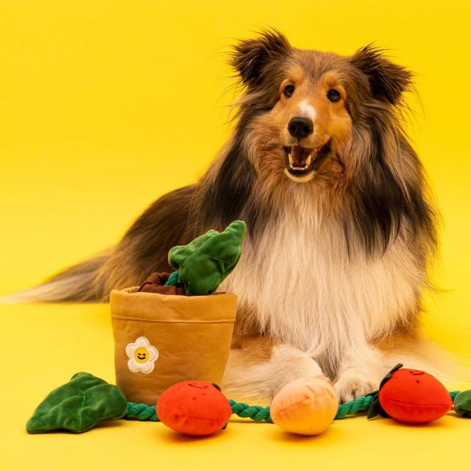 Durable Puzzle Dog Vocal Toy Squeak Interactive Strawberry Potted Plant Set for Pet Puppy