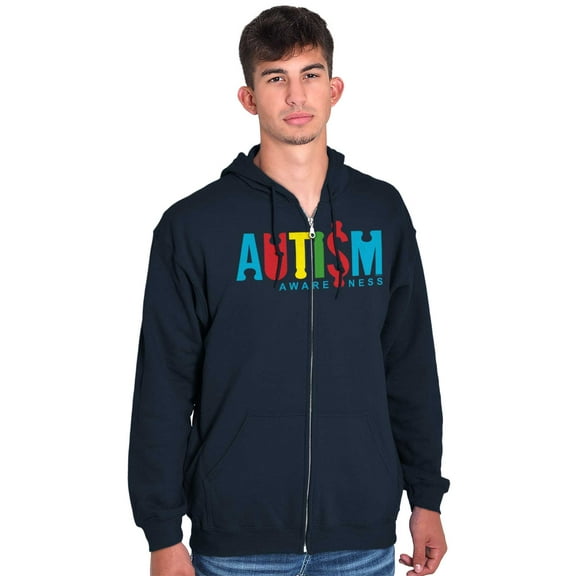 Autism Awareness Advocate Puzzle Zip Up Hoodie Men's Women's Brisco Brands S