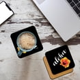 thumbnail image 2 of 3drose, Aloha. Cursive White Lettering with a Photo of a Hibiscus on Black., Set of 4 Coasters - Cork, 2 of 6