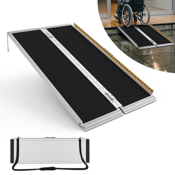 FODINGHILL 4 ft Folding Wheelchair Ramp,Portable Aluminum Threshold Ramp,800 lbs Capacity