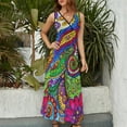 thumbnail image 4 of Vibrant Colorful Paisley Floral Design Artwork Sleeveless Dress Female Clothing Dress Women Summer 2025 Dress, 4 of 7