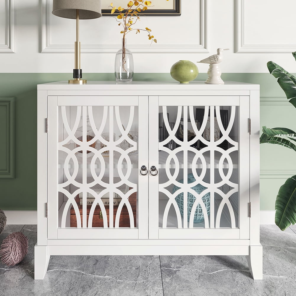 Kepooman Wood Accent Kitchen Buffet Sideboard, Entryway Serving Storage Cabinet with oors and Adjustable Shelf-Dining Room Console Living Room, Cream White Kepooman Wood Accent Kitchen Buffet Sideboard, Entryway Serving Storage Cabinet with oors and Adjustable Shelf-Dining Room Console Living Room, Cream White