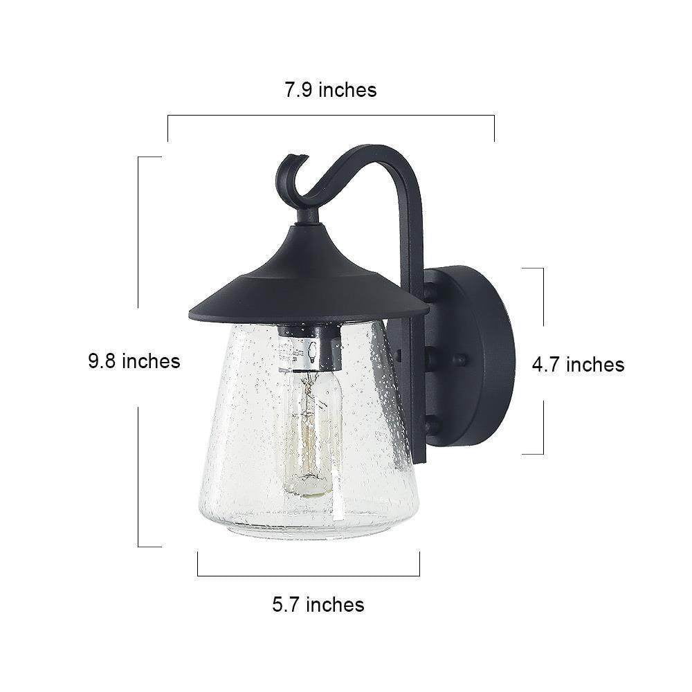 LNC 1-Light Matte Black Seeded Glass Farmhouse Outdoor Wall Sconce