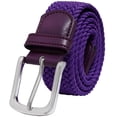 thumbnail image 3 of Falari Men Stretch Belt Canvas Elastic Fabric Woven Braided Belt Style 1005 Dark Purple Medium, 3 of 5