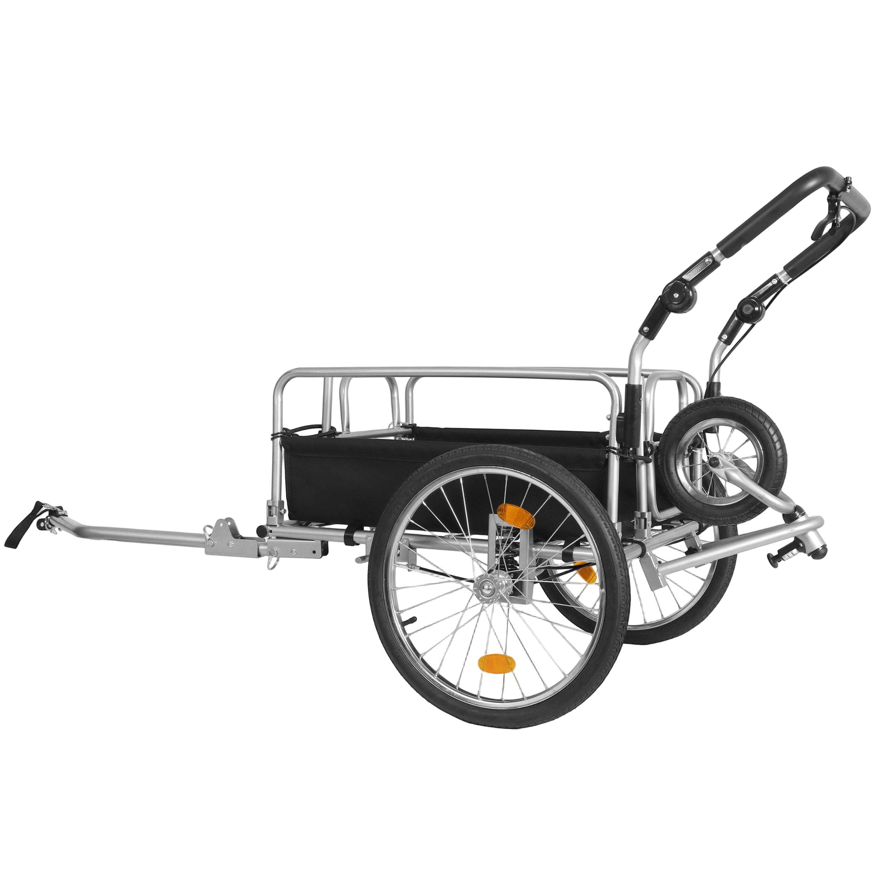 3-in-1 Heavy-Duty Bike Cargo Trailer, E-Bike Compatible Steel Frame Utility Cart with Suspension, 110lb Capacity Convertible Stroller and Pull Cart, 20" Wheels for Sports Equipment and Camping