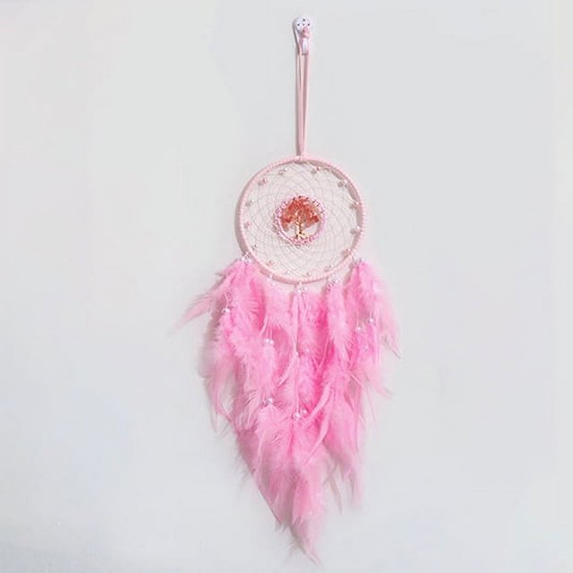 Atrapasueños de plumas de cristal, árbol de la vida de piedras preciosas de colores, artesanía para colgar en la pared, decoraciones navideñas para el hogar
