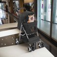 thumbnail image 2 of Pefilos 4 Wheel Pet Stroller for Cat and Dog, Foldable Carrier Strolling Cart with Removable Liner, Storage Baske, Puppy Stroller, Black, 2 of 8