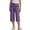 Purple, variant on Girls Straight Leg Capri Pants with Elastic Waist and Pocket - Solid Comfort Fit for Kids 4-14 Years - Fashion Casual Bottoms for Daily Use