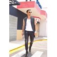 thumbnail image 4 of COOFANDY Men's Ruffle Shawl Collar Sleeveless Long Cardigan Vest, 4 of 5