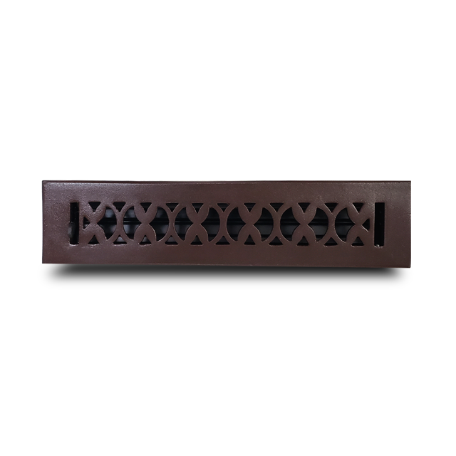 Decorative Cast Aluminum 2" X 14" VR-100 Floor Vent Cover with Damper – Register for HVAC, AC & Heat – Tudor Mushroom Design, Powder-Coated, Repaintable, 4" x 15.75" Outer Size, 5mm Thick
